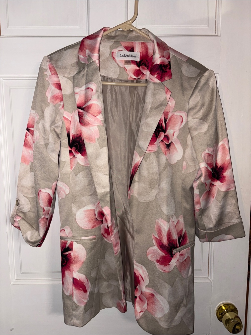 Calvin Klein Beige Blazer with Pink Floral Print